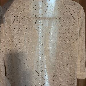 Elegant White Eyelet Women's Top